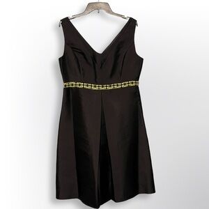Giovanna Collection Dress Womens 14 Black Sleeveless V-Neck Lined Empire Waist‎
